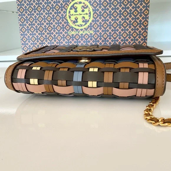 🚫SOLD🚫🏅NEW🏅🌈Tory Burch Britten Woven chain wallet bag/crossbody bag - Picture 6 of 10